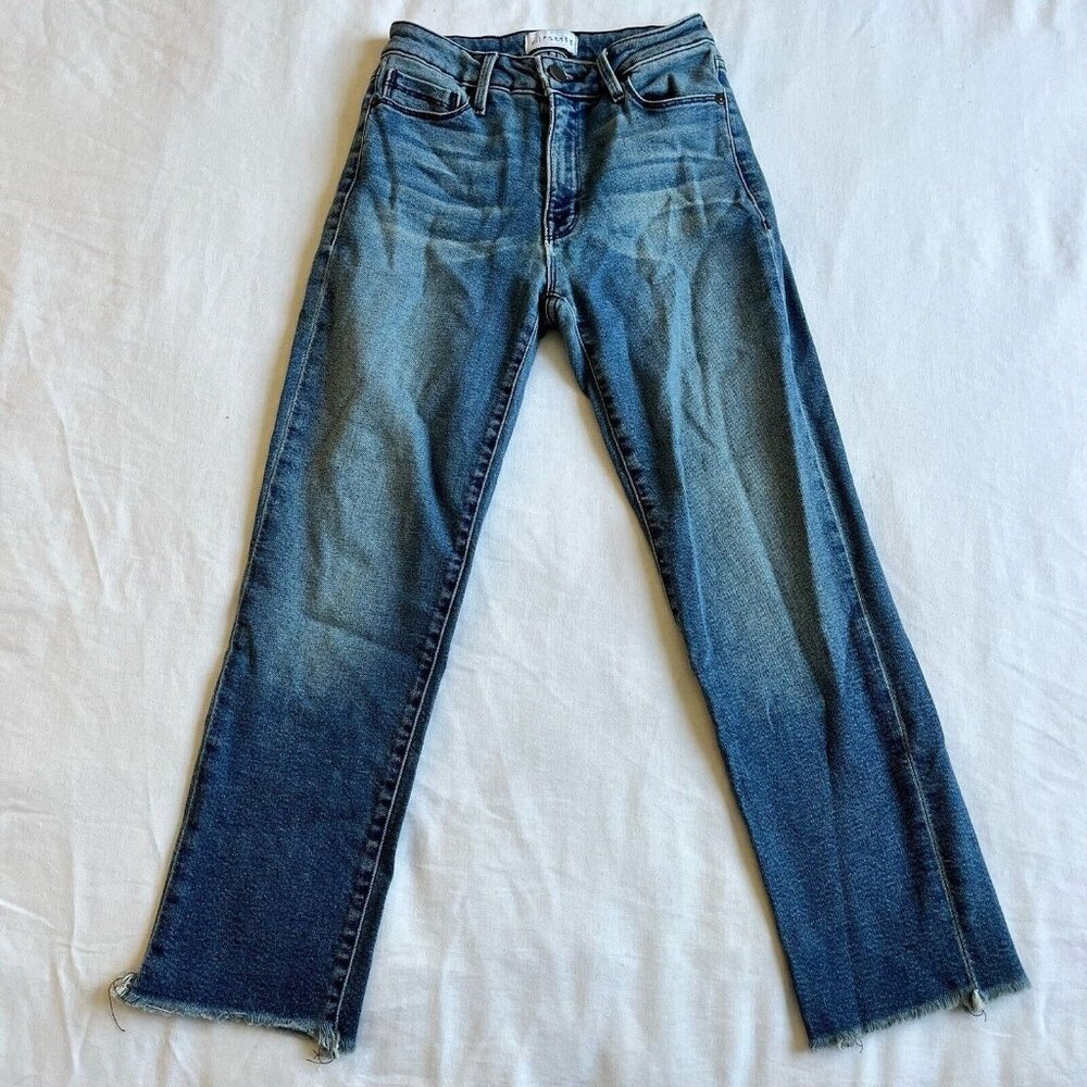 PARKER SMITH Womens Straight Leg Jeans Raw Hem MidRise Stretch Denim Size 25